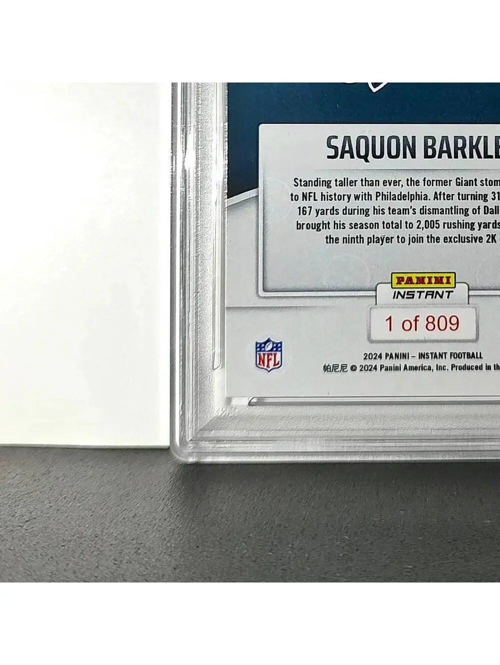 Saquon Barkley 2024 Panini Milestone NFL #236 Eagles 1 of 809 PSA 10 Gem Mint